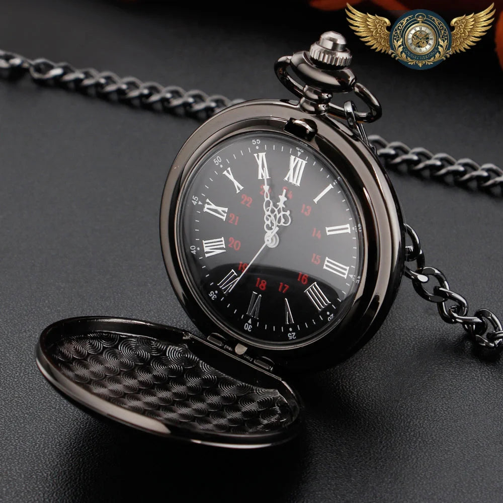 L'Esthète - Montre Gousset Boîtier Chasseur Quartz Poli Noir - Vue 4 - Gousset-heritage