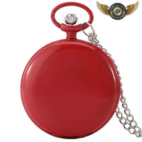 L'Esthète - Montre Gousset Chasseur Quartz | Acier Inoxydable - modèle 80cm Rouge - Gousset-heritage