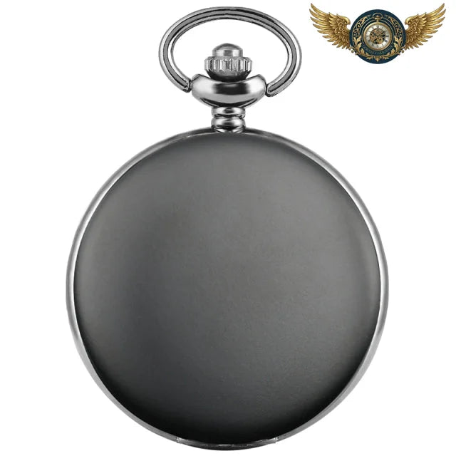 L'Esthète - Montre Gousset Chasseur Quartz | Acier Inoxydable - 30cm Noir Mat - Gousset-heritage
