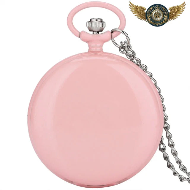 L'Esthète - Montre Gousset Chasseur Quartz | Acier Inoxydable - 80cm Rose - Gousset-heritage