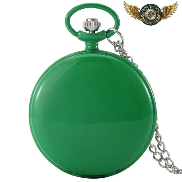 L'Esthète - Montre Gousset Chasseur Quartz | Acier Inoxydable - 80cm Vert - Gousset-heritage