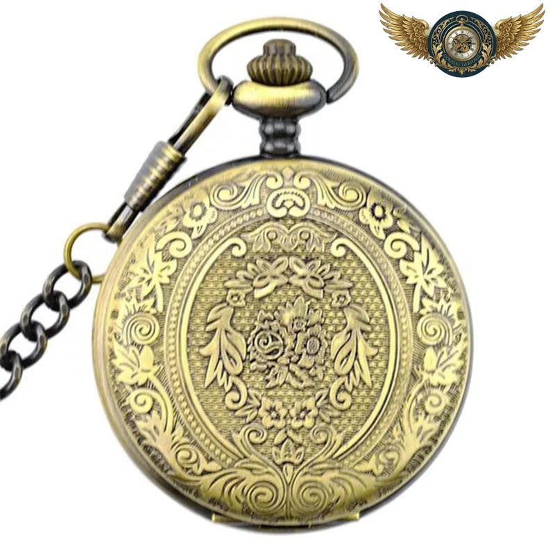 L'Esthète - Montre Gousset Chasseur Vintage Gravé | Mouvement Quartz - Or - Gousset-heritage