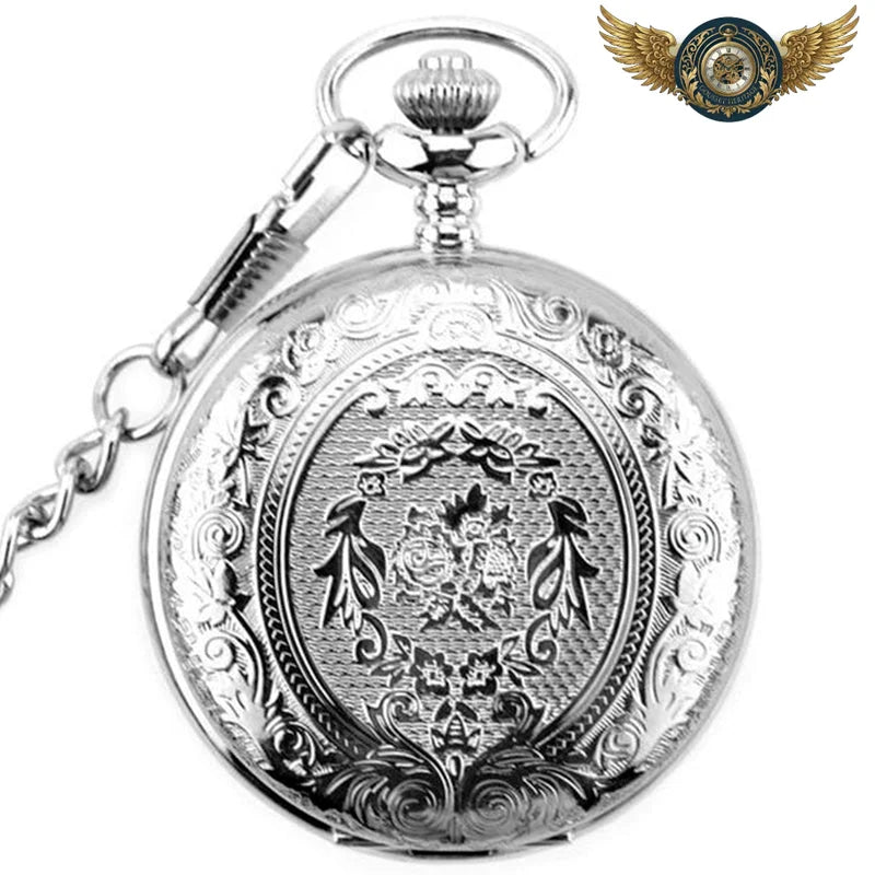 L'Esthète - Montre Gousset Chasseur Vintage Gravé | Mouvement Quartz - Argent - Gousset-heritage