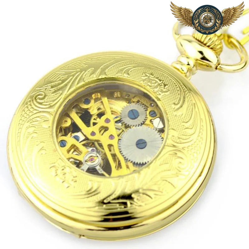 L'Esthète - Montre Gousset Mécanique Chasseur Doré Squelettée - Vue 5 - Gousset-heritage