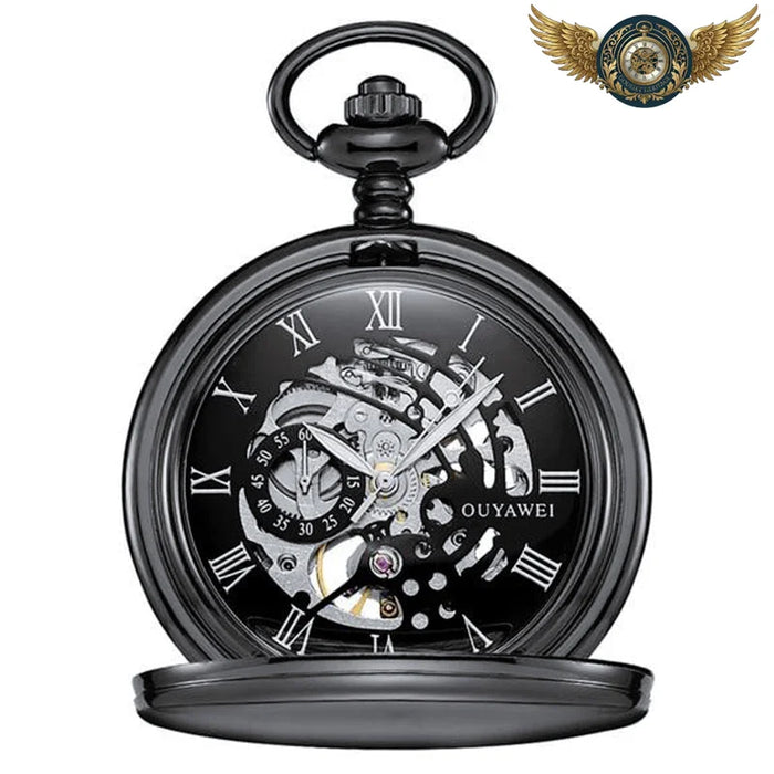 L'Esthète - Montre Gousset Mécanique Chasseur Semi-Squelette - Noir - Gousset-heritage