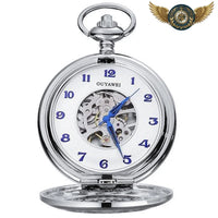 L'Esthète - Montre Gousset Mécanique Squelette Demi-Chasseur - modèle Argent Blanche - Gousset-heritage