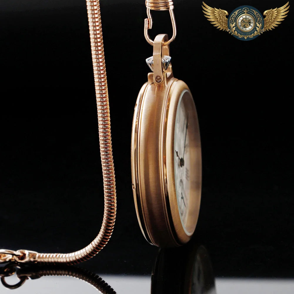 L'Esthète - Montre Gousset Or Rose Mécanique à Cœur Ouvert - Vue 3 - Gousset-heritage