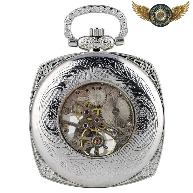 L'Esthète - Montre Gousset Squelette Carrée Remontage Manuel