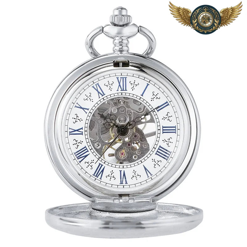 L'Esthète - Montre de Poche Squelette Mécanique Argentée
