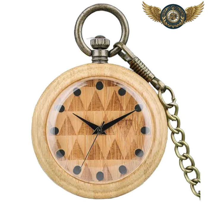L'Esthète - Montre de Poche en Bambou Naturel Mouvement Quartz - Vue 1 - Gousset-heritage