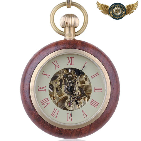 L'Esthète Boisé - Montre Gousset Mécanique Squelette 45mm - Vue 1 - Gousset-heritage