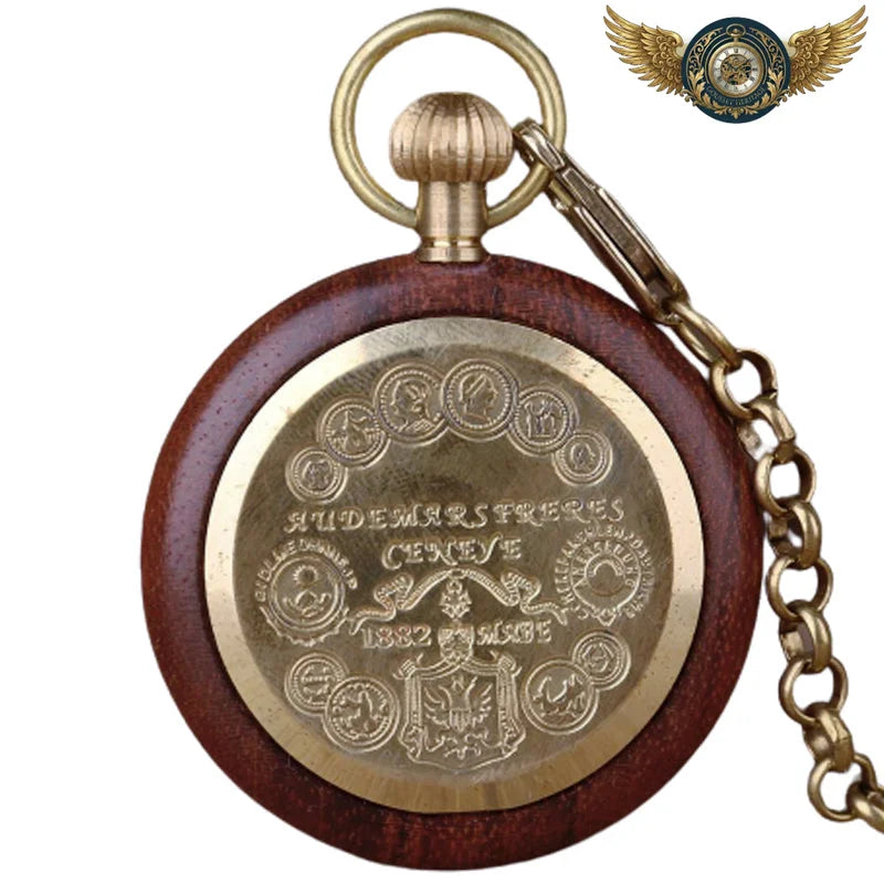 L'Esthète Boisé - Montre Gousset Mécanique Squelette 45mm