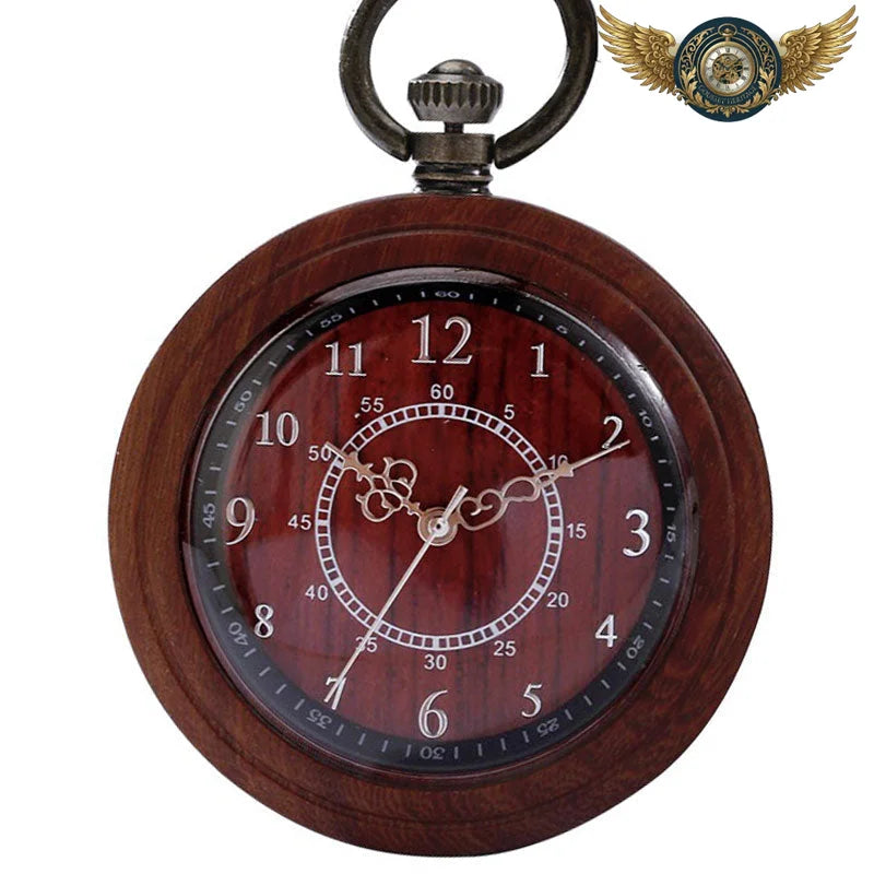 L'Esthète Moderne - Montre de Poche Bois & Quartz Cadran Ouvert - Vue 2 - Gousset-heritage