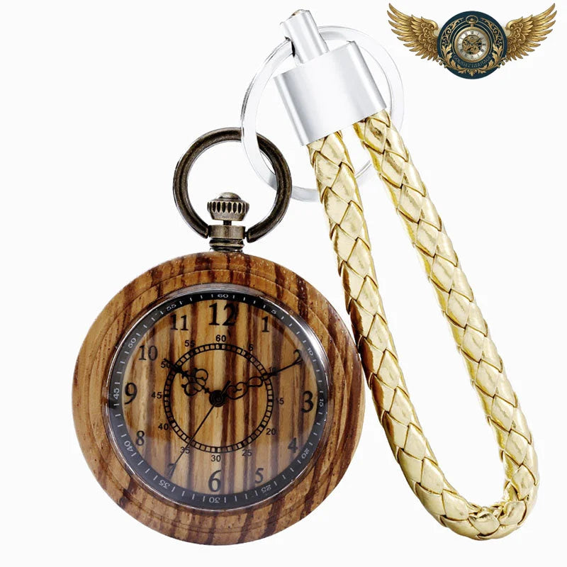 L'Esthète Moderne - Montre de Poche Bois & Quartz Cadran Ouvert - Zebra - Gousset-heritage