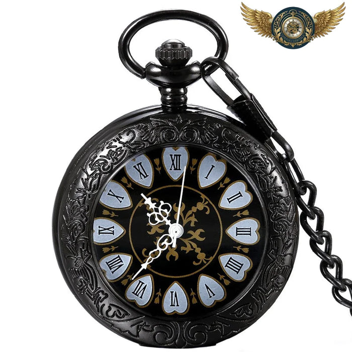 L'Esthète Noir - Montre Gousset Demi-Chasseur Quartz Cœurs - Noir - Gousset-heritage