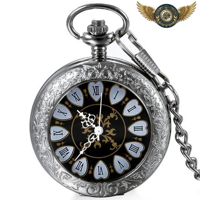 L'Esthète Noir - Montre Gousset Demi-Chasseur Quartz Cœurs