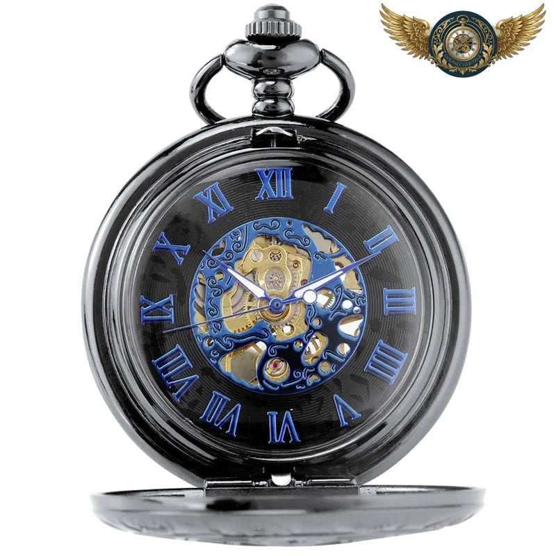 L'Esthète Noir - Montre Gousset Mécanique Squelette Chasseur