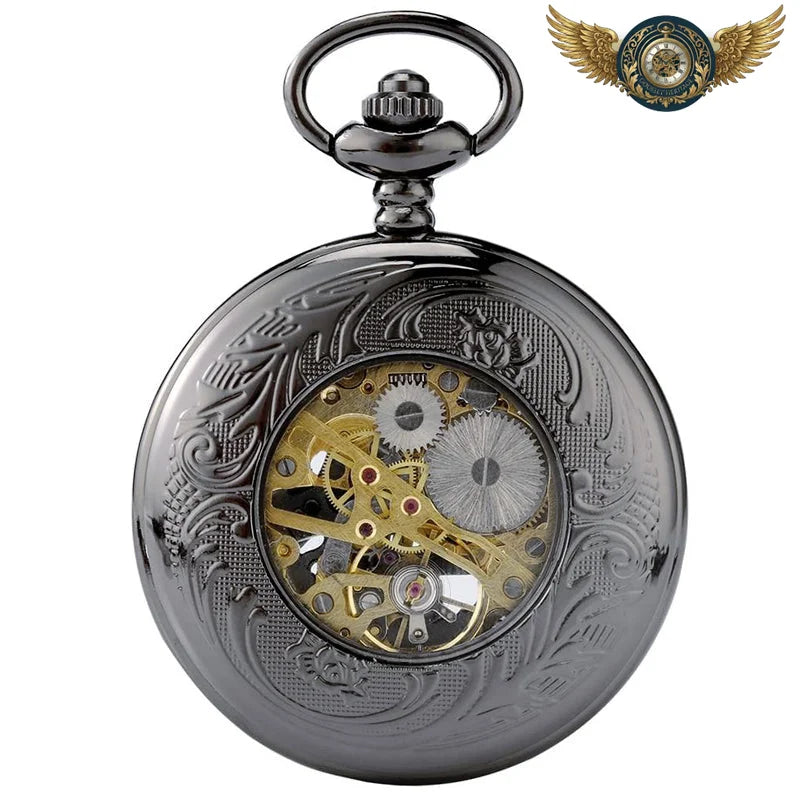 L'Esthète Noir - Montre Gousset Mécanique Squelette Chasseur - Vue 3 - Gousset-heritage