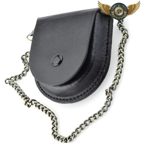 L'Explorateur - Chaîne Forçat et Fourreau Cuir Laiton Antique - Vue 1 - Gousset-heritage
