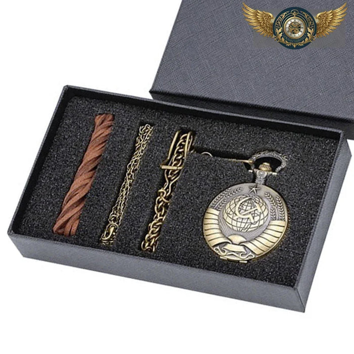 L'Explorateur - Montre Gousset Chasseur Gravée Bronze | Quartz - Vue 1 - Gousset-heritage