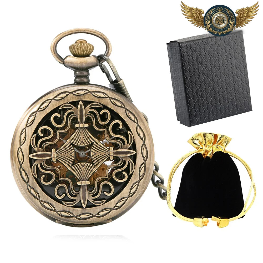 L'Explorateur | Montre Gousset Mécanique Squelette Ajourée - Bronze - Gousset-heritage