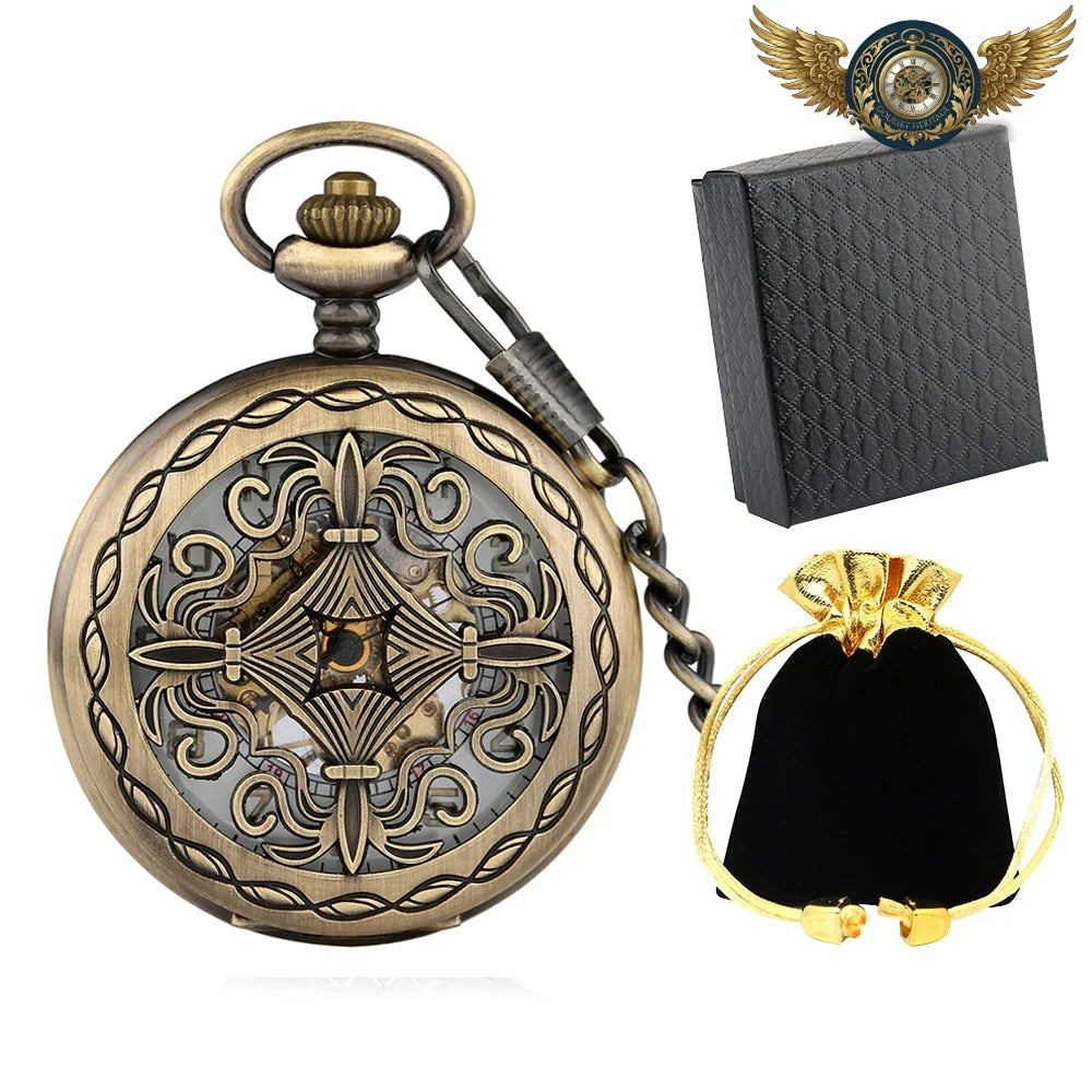 L'Explorateur | Montre Gousset Mécanique Squelette Ajourée - Or - Gousset-heritage