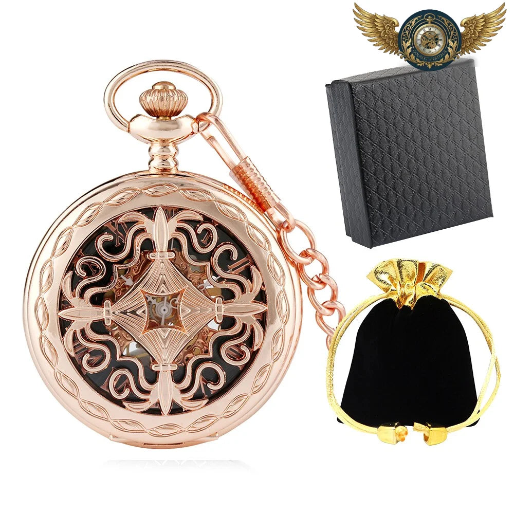 L'Explorateur | Montre Gousset Mécanique Squelette Ajourée - Or rose - Gousset-heritage