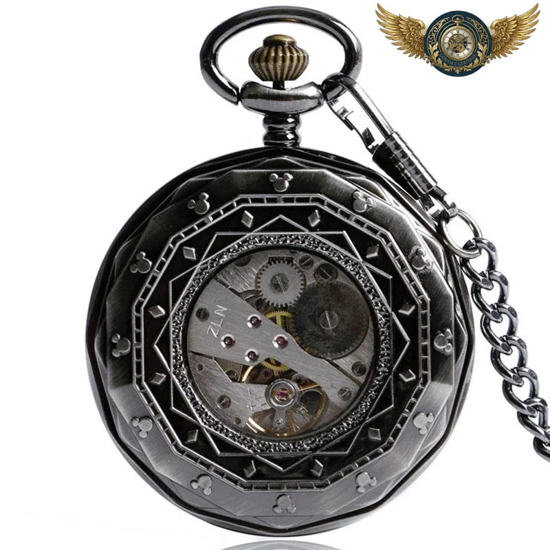 L'Express - Montre Gousset Mécanique 52mm Gunmetal Ferroviaire - Vue 2 - Gousset-heritage