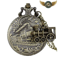 L'Express - Montre Pendentif Steampunk Bronze Clapet Locomotive - Gousset-heritage