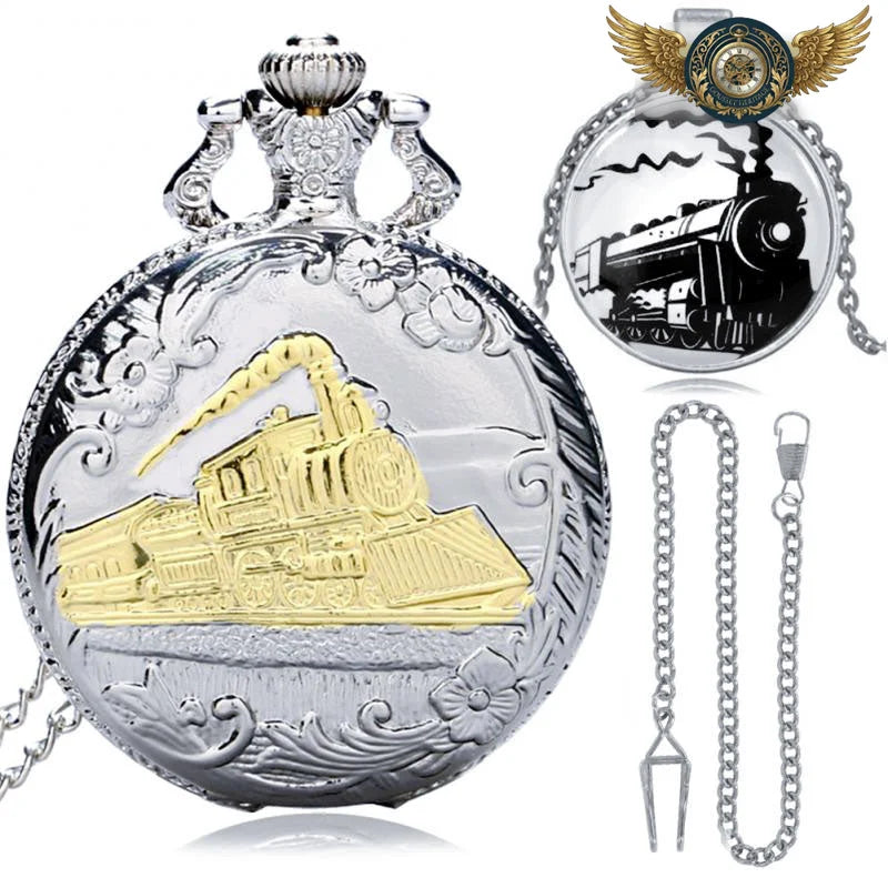 L'Express Bi-Ton - Montre de Poche Locomotive Steampunk Quartz - Vue 7 - Gousset-heritage