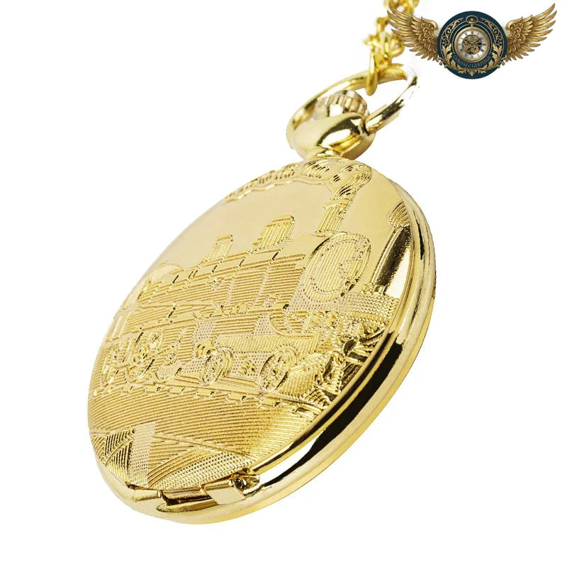 L'Express Doré - Montre Gousset Full Hunter Gravée Or - Vue 4 - Gousset-heritage