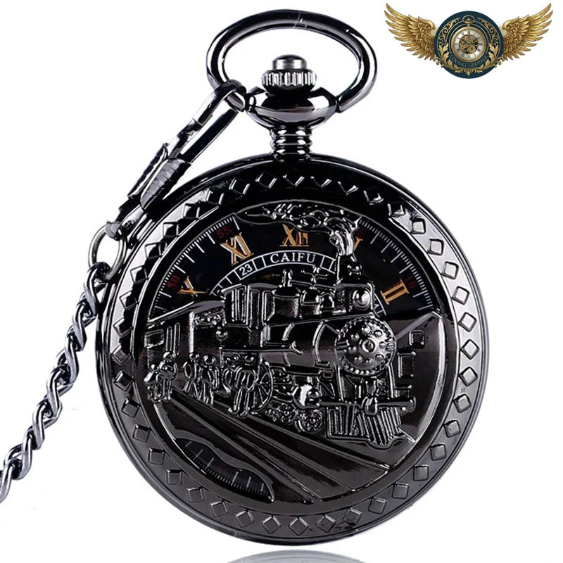 L'Express Mécanique - Montre Gousset Squelette Chasseur Locomotive - Noir - Gousset-heritage