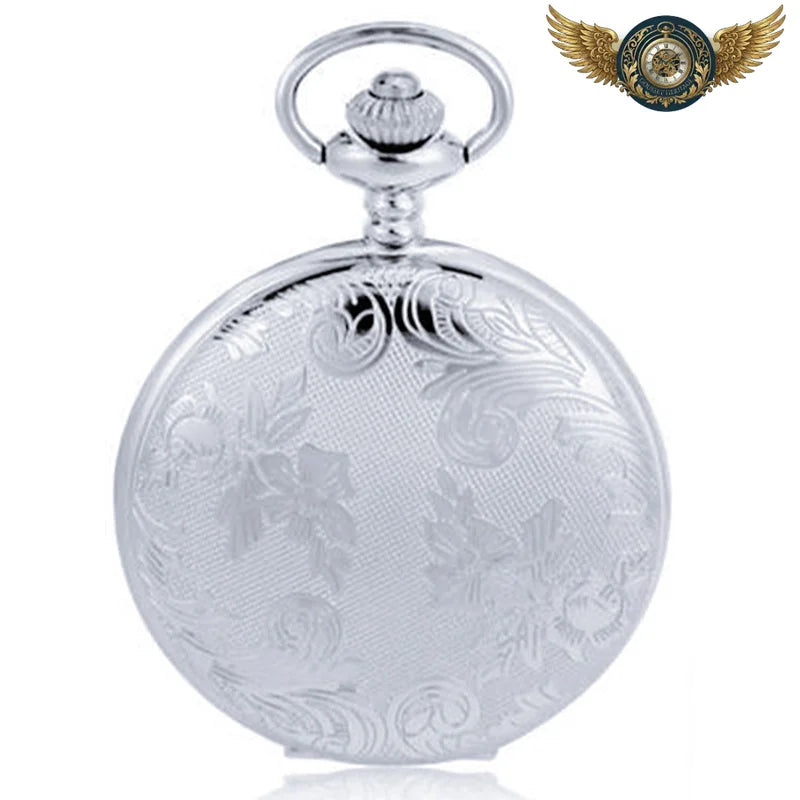 L'Florale - Montre de Poche Quartz Boîtier Chasseur Gravé - Argent - Gousset-heritage