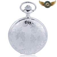L'Florale - Montre de Poche Quartz Boîtier Chasseur Gravé - modèle Argent - Gousset-heritage