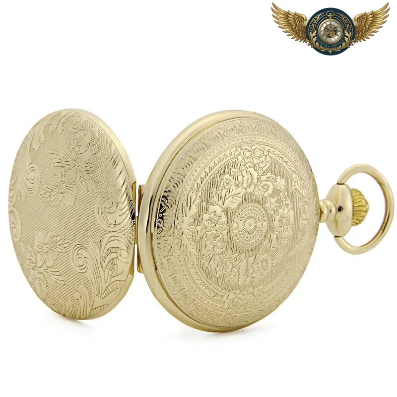 L'Florale - Montre de Poche Quartz Boîtier Chasseur Gravé - Vue 7 - Gousset-heritage
