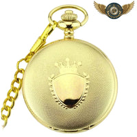 L'Héraldique - Montre Gousset Chasseur Quartz à Blason Gravé - modèle Or - Gousset-heritage