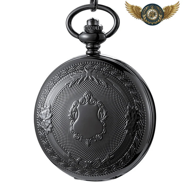 L'Héraldique - Montre Gousset Chasseur à Quartz Gravée - Noir - Gousset-heritage