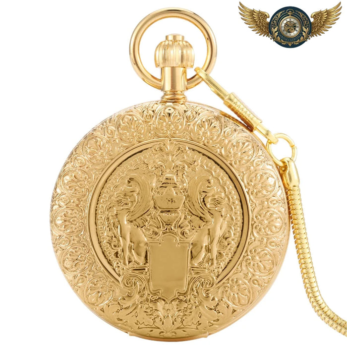 L'Héraldique - Montre Gousset Double Chasseur Automatique Dorée - Vue 1 - Gousset-heritage