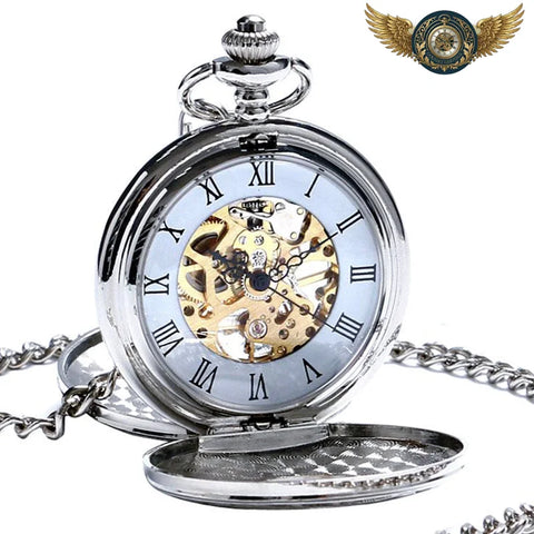 L'Héraldique - Montre Mécanique Double Chasseur Poli Argent - Vue 1 - Gousset-heritage