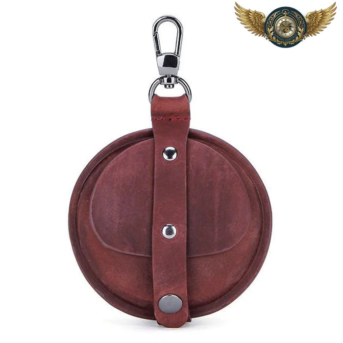 L'Héritage - Étui Cuir Gousset 48mm Mousqueton Vintage - Rouge - Gousset-heritage