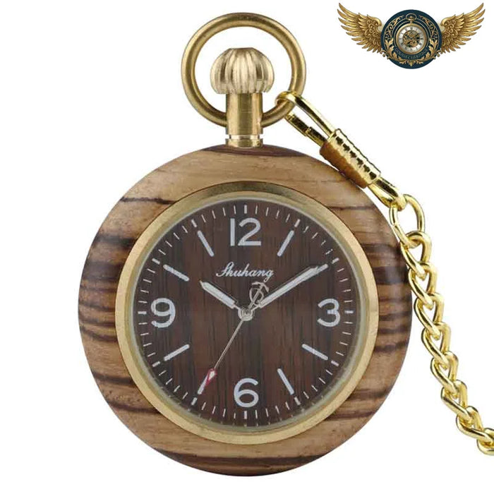 L'Héritage - Montre Gousset Bois Exotique et Chaîne Dorée - Vue 1 - Gousset-heritage