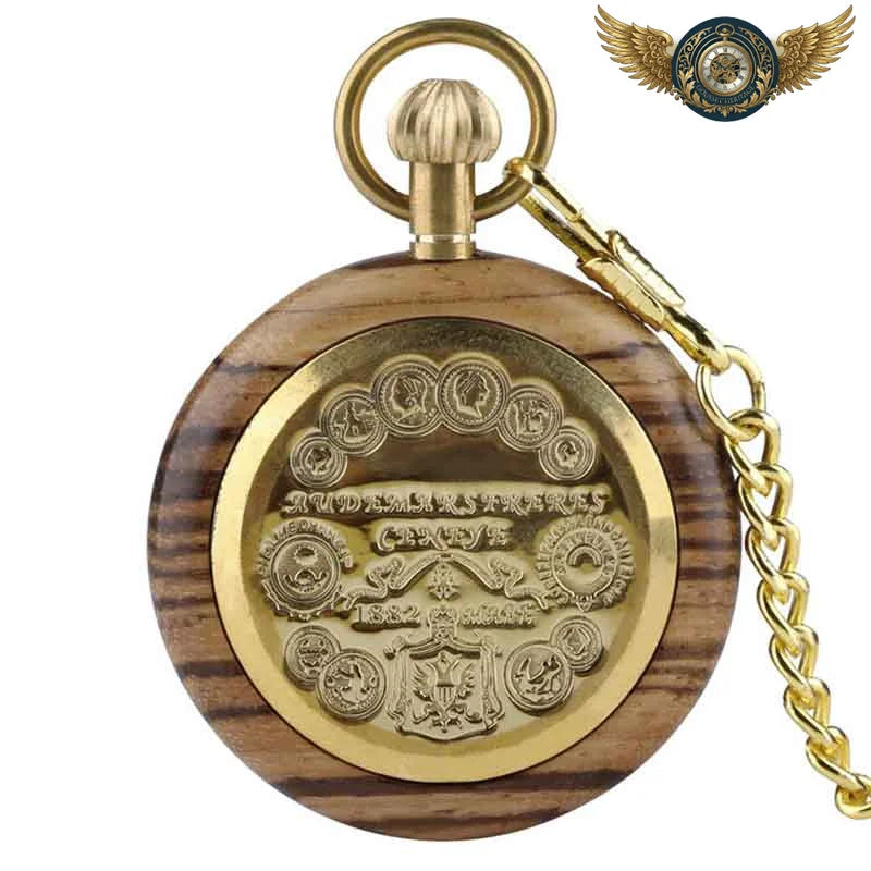 L'Héritage - Montre Gousset Bois Exotique et Chaîne Dorée - Vue 2 - Gousset-heritage