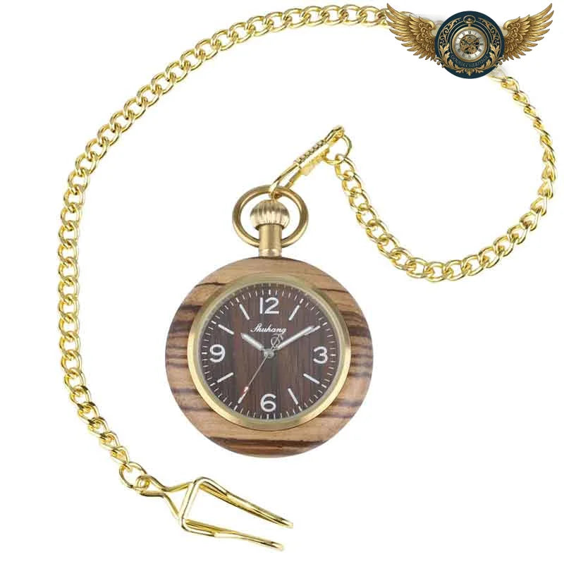 L'Héritage - Montre Gousset Bois Exotique et Chaîne Dorée - Vue 3 - Gousset-heritage