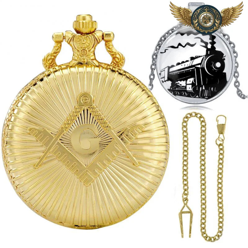L'Héritage - Montre Gousset Chasseur Dorée Calibre Quartz - Vue 2 - Gousset-heritage
