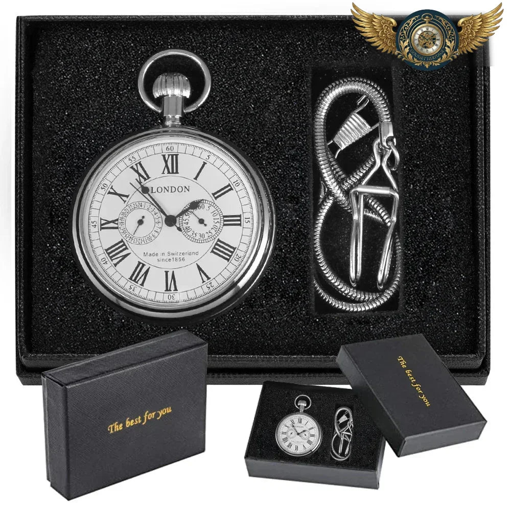 L'Héritage - Montre Gousset Mécanique 24h Acier Poli - Vue 3 - Gousset-heritage
