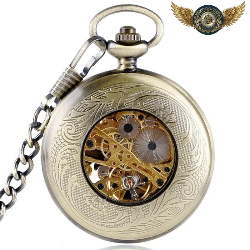 L'Héritage - Montre Gousset Mécanique Squelette Bronze Gravé - Vue 3 - Gousset-heritage