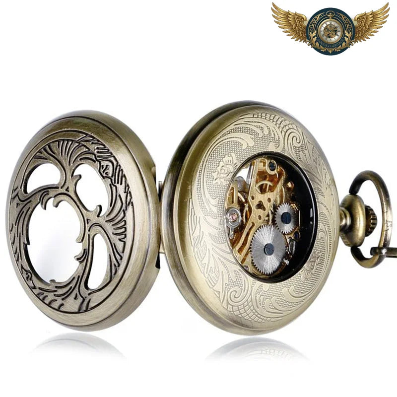 L'Héritage - Montre Gousset Mécanique Squelette Bronze Gravé - Vue 5 - Gousset-heritage