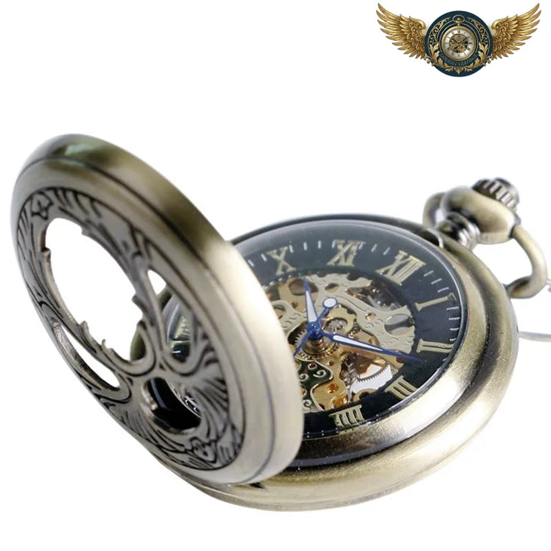 L'Héritage - Montre Gousset Mécanique Squelette Bronze Gravé - Vue 6 - Gousset-heritage