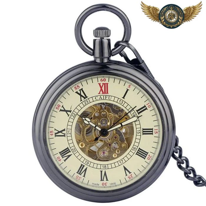 L'Héritage Automatique - Montre de Poche Semi-Squelette 54mm - Noir - Gousset-heritage