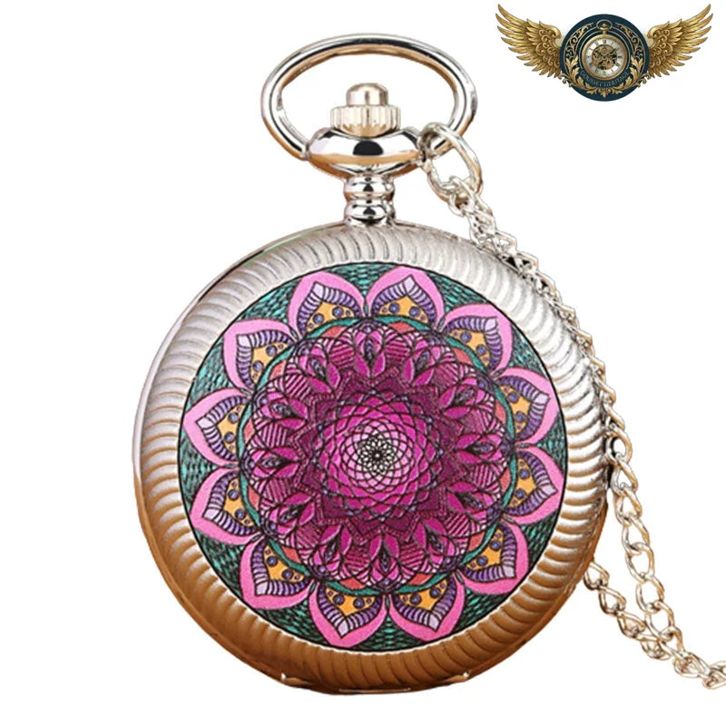 L'Héritage Céleste - Montre Sautoir Chasseur Ornementé Quartz - Rose - Gousset-heritage